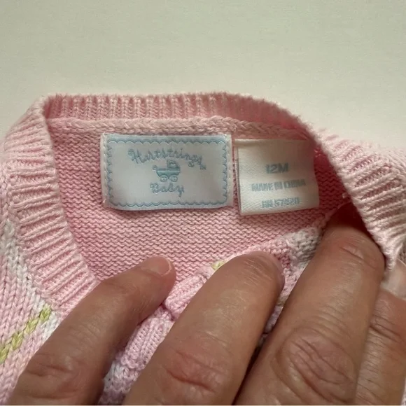 NWT Hartstrings vintage argyle Pink and White Baby Set - Picture 4 of 10